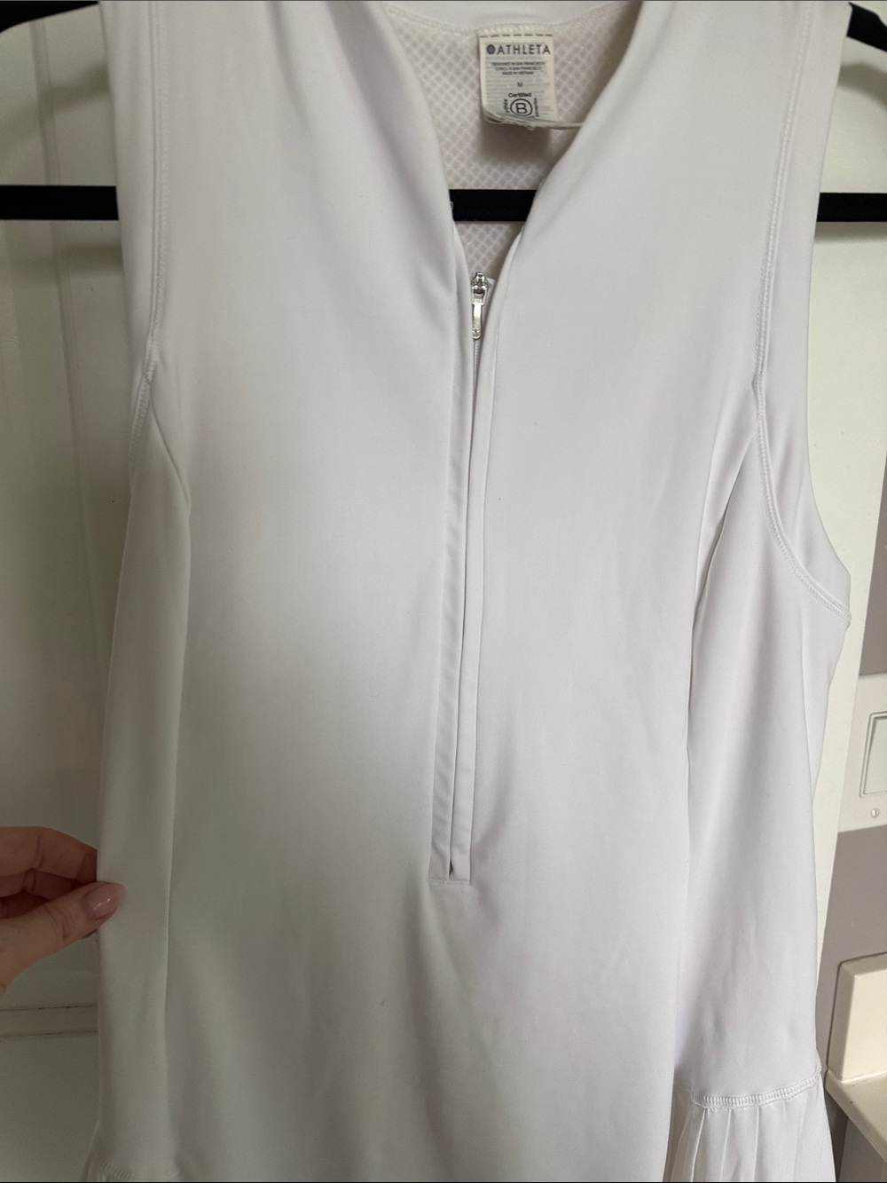 Athleta Advantage Dress White Mini Pleated Tennis Racerback Skort Mesh - Picture 5 of 9